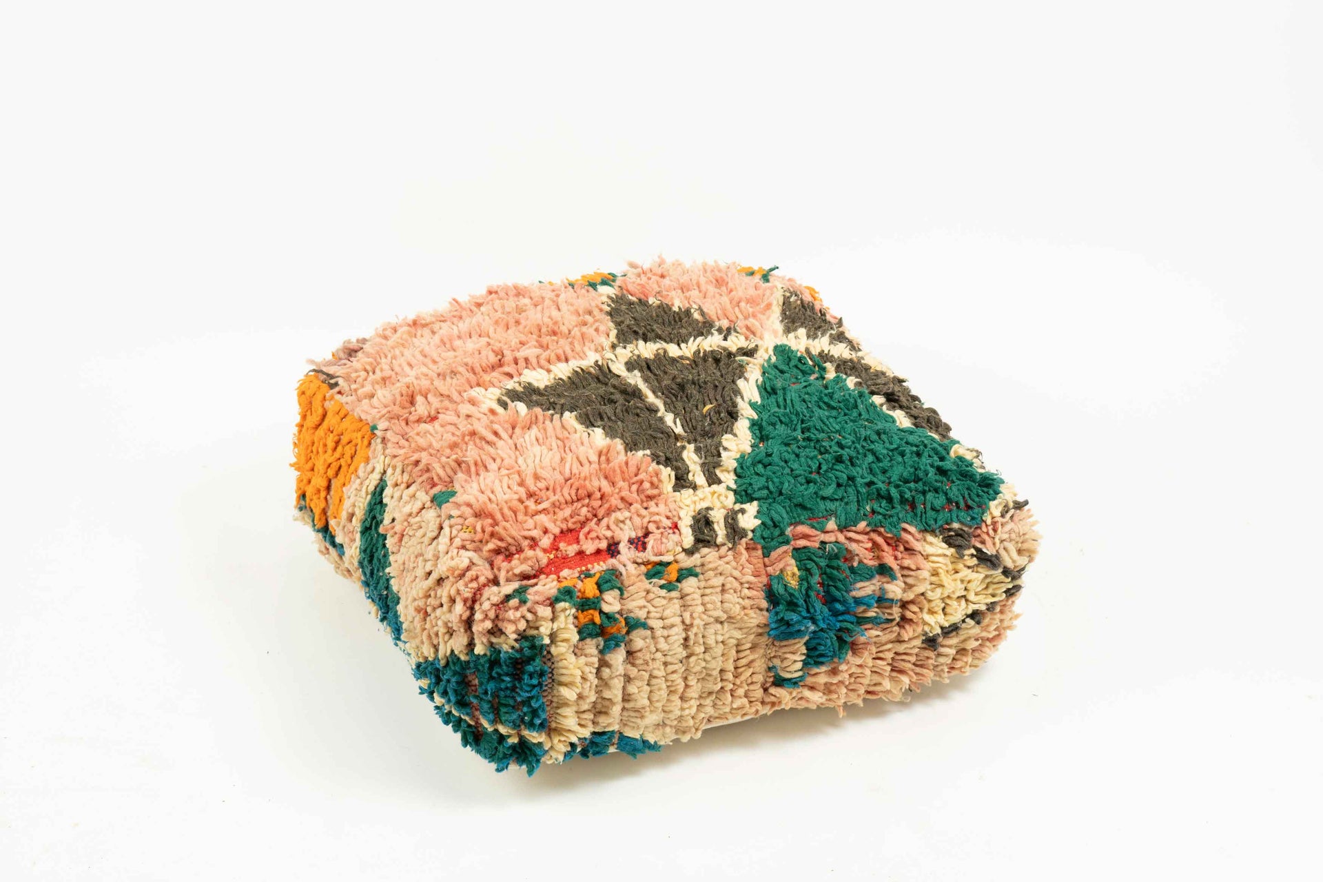 Square Boujad Pillow Cover in Multi-Color with Bold Geometric Design